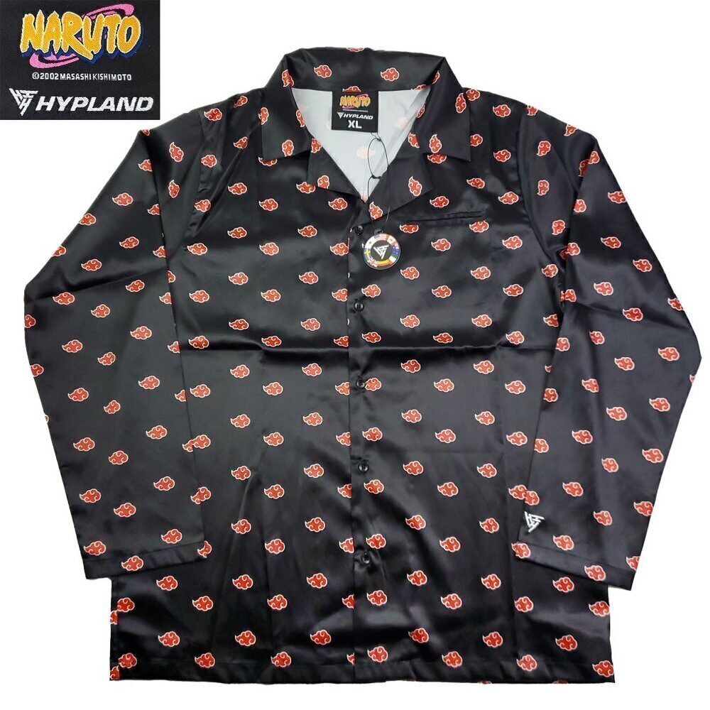 Naruto Hypland Akatsuki Shirt Silky Feel Anime Button Up Top Men's XL NWT